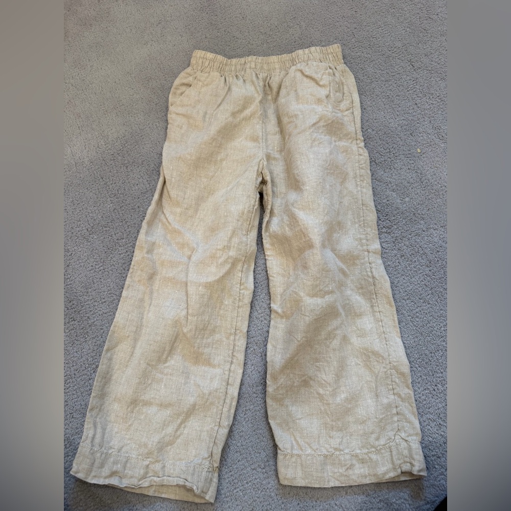 H&M kids Beige Linen-Blend Pull-On Pants